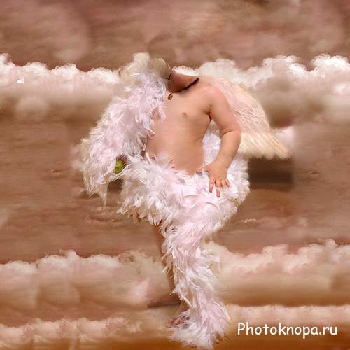 Женский шаблон - Милый ангелочек в облаках