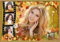 Осенняя рамка для фотошопа - Золотые листья кружатся