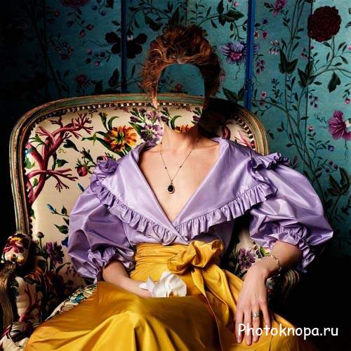 Женский шаблон - Мадам сидя в кресле в платье