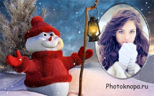 Рамка к фото - Зима и снеговик 