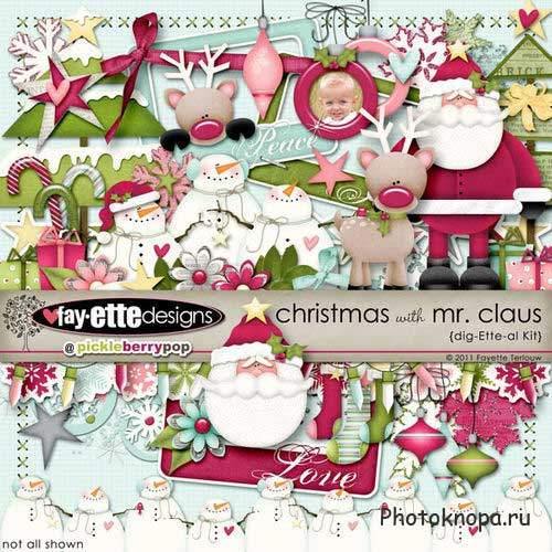 Детский новогодний скрап-комплект - Рождество с Санта Клаусом
