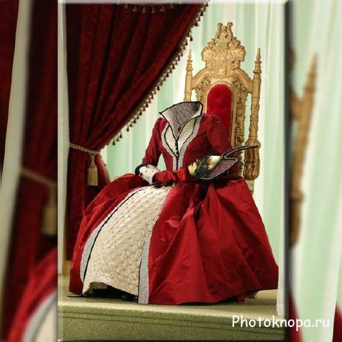 Шаблон для девушек - На троне в красном платье