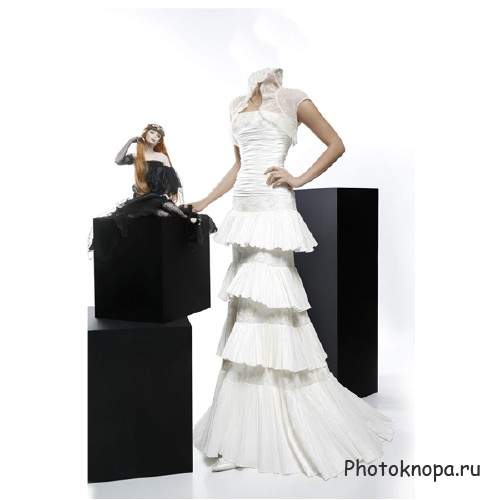 Шаблон женский - В белом вечернем платье