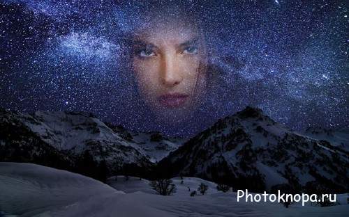  Рамка к фото - Усеянное звездами небо в горах 