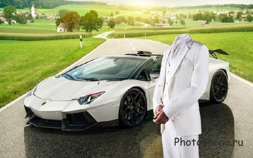 Шаблон для фотошопа - С крутым авто Шаблон для фотошопа - С крутым авто