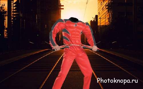 Шаблон для фотошопа - Герой с нунчаками Шаблон для фотошопа - Герой с нунчаками