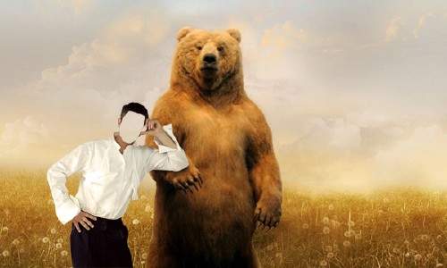 Шаблон psd - Вместе с диким медведем