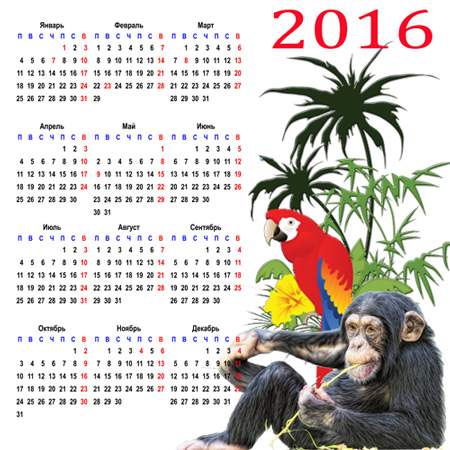 Календарь на 2016 год – На дальнем жарком юге Календарь на 2016 год – На дальнем жарком юге