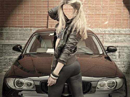 Женский шаблон - Девушка возле BMW Женский шаблон - Девушка возле BMW