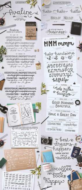 Рукописные шрифты орнаменты - Avaline Script Ornaments Рукописные шрифты орнаменты - Avaline Script Ornaments