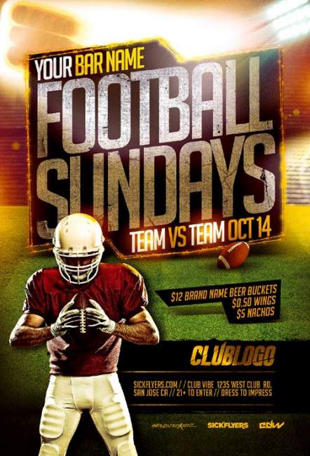Football Sundays psd flyer template Football Sundays psd flyer template