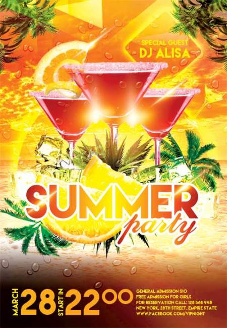 Summer Party 2 psd flyer template