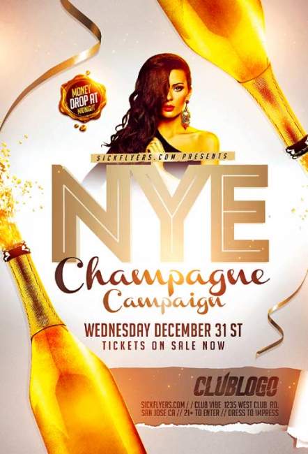 Champagne Campaign psd flyer template