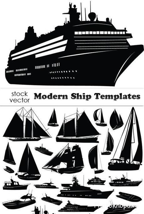 Корабли, катера, парусники, яхты, лодки в векторе