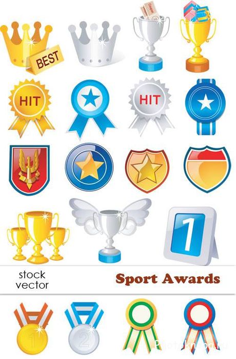 Спортивные медали, кубки, награды в веторе