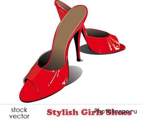 Женская обувь в векторе - летние туфли на каблуке