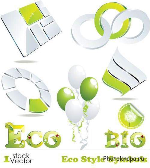 Экологические надписи, логотипы зеленого цвета в векторе