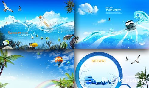 Лето, морская вода - PSD картинки для фотошопа