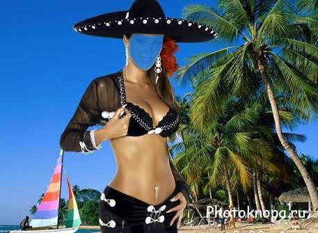 Женский шаблон для photoshop - Девушка мексиканка