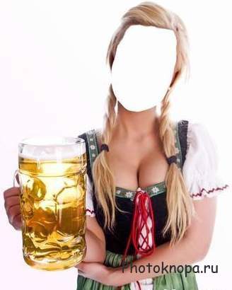 Шаблон для photoshop - девушка с пивом