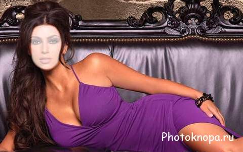 Шаблон Photoshop - Девушка в вечернем платье на диване