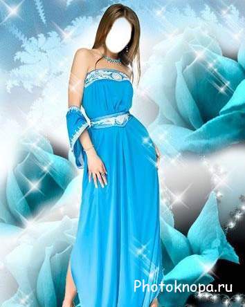 Шаблон для фотошопа - Девушка в голубом платье
