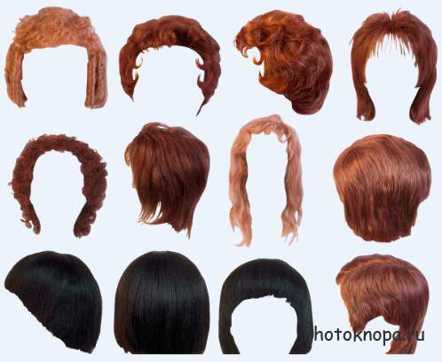 Женские волосы, парики, стрижки и прически на прозрачном фоне