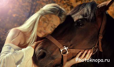Шаблон для девушек - Хорошие подруги с лошадью