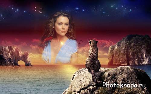 Рамка для фотошопа - У моря леопард любуется вашей фотографией