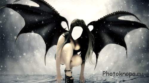 Женский шаблон - Девушка с темными крыльями