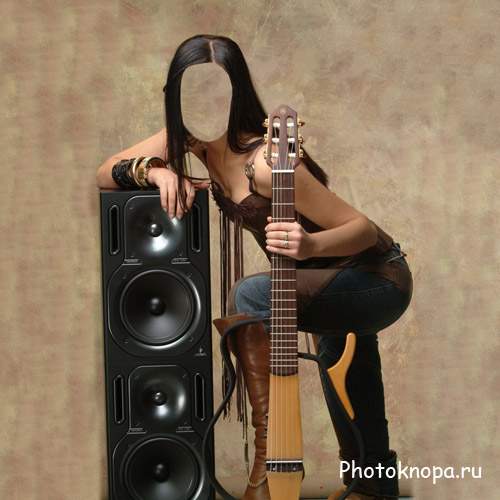 Шаблон женский - Музыкантша с гитарой
