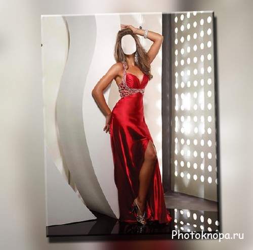 Шаблон для Photoshop - В красном платье
